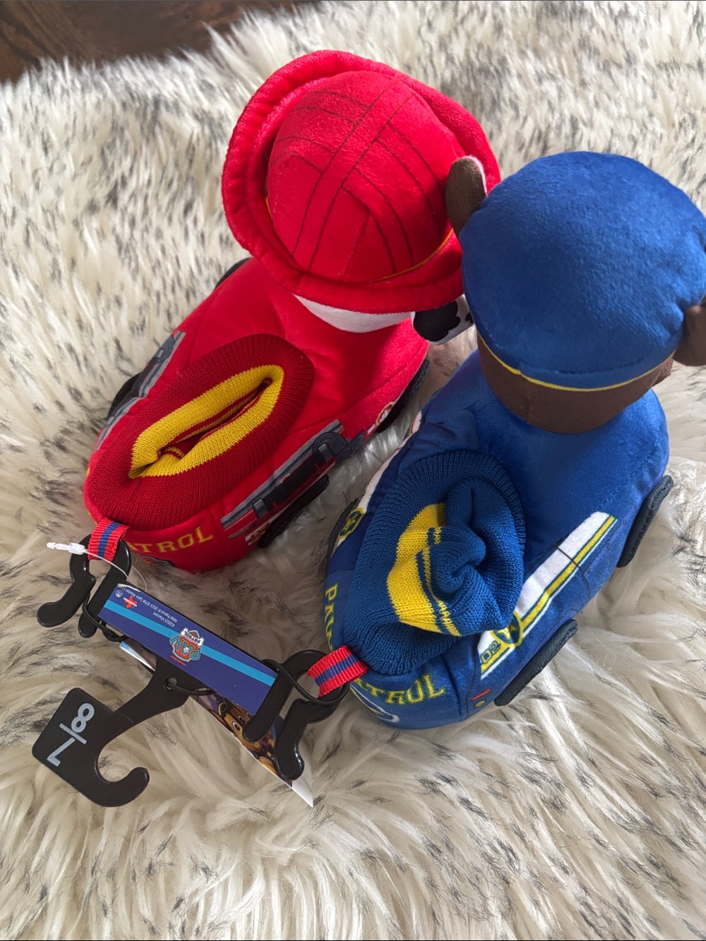 NWT Paw Patrol Chase (Blue) & Marshall (Red) Toddler Slippers Size 7-8 - Picture 4 of 8